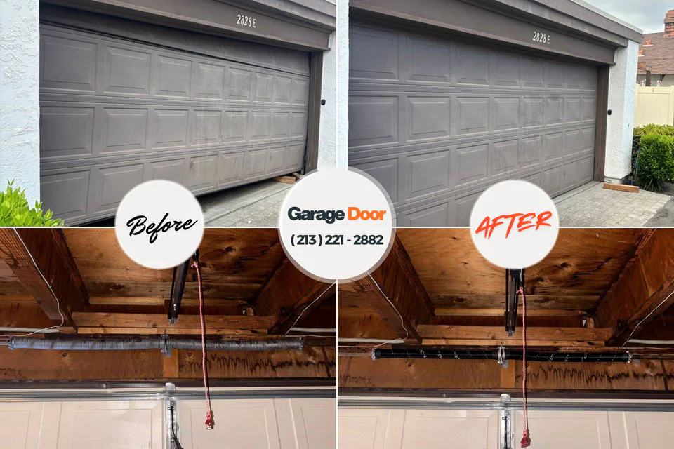 Before and after: garage door repair Briggs, OK